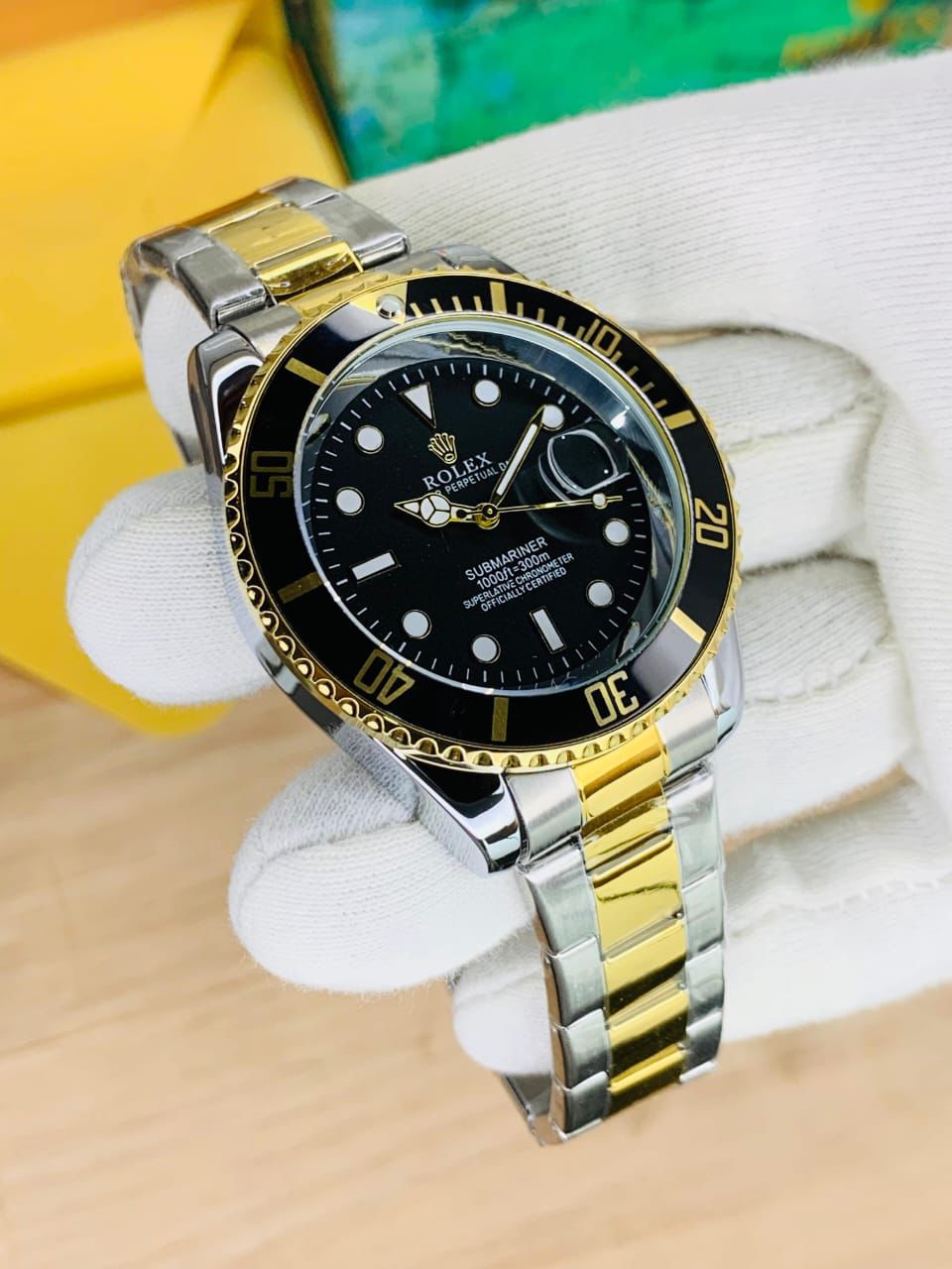 Rolex Submariner Date Two-Tone Wristwatch, Featuring a Stainless Steel